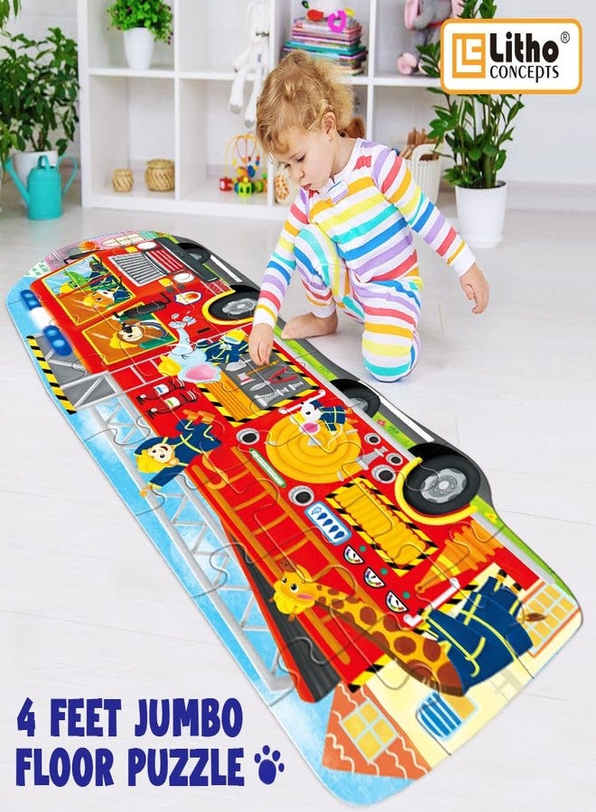 LithoConcepts Big Red Fire Truck 4-Foot Long Jumbo Floor Puzzle - 24 Extra-Large Pieces, Fun Educational Toy for Kids Ages 3+, Durable & Easy to Assemble - Image 4